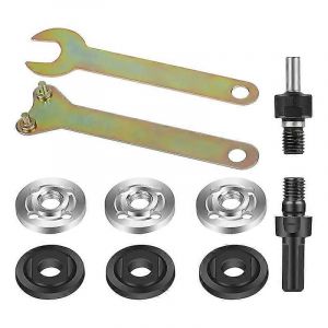 Adaptateur de meuleuse d'angle de perçage,adaptateur de mandrin d'arbre de 6 mm/10 mm avec jeu de pièces d'écrou à bride et 2 clés - Neuf