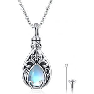 Collier Urne Pour Cendres En Forme De Goutte D'eau Arbre De Vie Urne Collier Urne Collier En Argent Sterling 925 Pierre De Naissance Pendentif Cendres Collier De Cr&eacute;mation Souvenir Bijoux Pour - Neuf