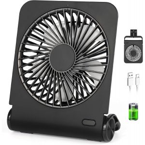 KALANKA-® 2500mAh Ventilateur Portable USB, 4 Vitesses Mini Ventilateur Rechargeable, Ultra Silencieux (<30dB) - Ventilateur de Table 260g Orientable à 220° pour Intérieur/Extérieur - Neuf