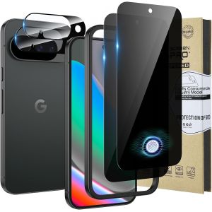 LORANKA-Verre Tremp&eacute; Anti-Espion pour Google Pixel 10 avec Protecteur d'objectif Cam&eacute;ra [pour les Empreintes Digitales], Outil d'Installation Facile, Lot de 2 Chacun - Neuf