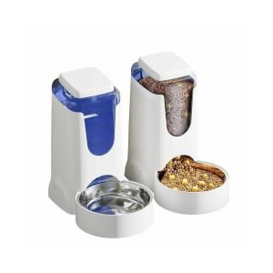 Ensemble Distributeur Automatique D'eau Et De Nourriture Pour Animaux De Compagnie - Gamelle En Acier Inoxydable Pour Chats Et Petits Chiens - Capacité De 2,7 Kg De Nourriture Et 3,8 Litres D'eau - Neuf