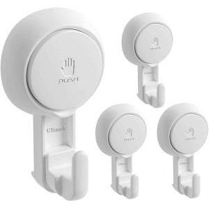 Lot de 6 Crochet Ventouse Mural Charge 5KG sans Per&ccedil;age/ /Rotation &agrave; 360 Porte Serviette Douche Torchon Plaque Couronne sur Cuisine/Salle de Bain, Crochet Plastique Blanc - Neuf