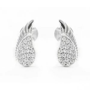 Boucles D'oreilles En Argent Doux Beneto Avec Des Ailes D'ange En Zircons Clairs Agup2092, Pour Femme, Sbe0994 - Neuf