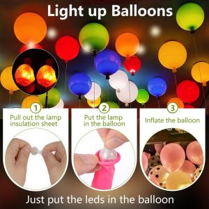 CAUC-60pcs Mini LED Ballons Lumineux, Rond Lampes Lumineuses Fête Constamment Allumée, Réutilisable et Étanches pour Anniversaire, Mariage, Fêtes, Halloween, Noël Décoration (Blanc Chaud) - Neuf