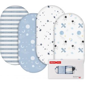 Lot De 4 Draps-Housses Pour Couffin, 100 % Microfibre Oeko-Tex100, Confortables Et Respirants Pour Berceau De B&eacute;b&eacute; Gar&ccedil;on Et Fille, Faciles D'entretien, Doux - Neuf