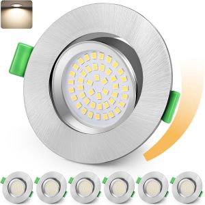 Subzonal-Spot Led Encastrable Dimmable 68-80mm 5w Ip44 Spot Led Encastrable Extra Plat Blanc Neutre 4000k Spots De Plafond 45&deg; Rotatif Etanche Salle De Bain, Nickel Lot De 6 - Neuf