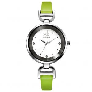 Montre A Quartz Decontractee Sk Pour Femme, Cadran Rond, Strass, Fine (Menthe) - Neuf