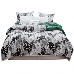 Hjlian Parure De Lit 3 Pieces En Pur Coton Imprime, Housse De Couette Et Taie D'oreiller (Double) - Neuf