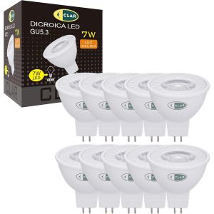 Ampoule Led 12v 7w Led,Ampoule Led Gu5.3,Mr16 Led,Ampoule Gu5.3,50w-60w Équivalent Halogène,Ampoule Led 7w Gu5.3 Dichroïque,Blanc Chaud 3000ºk (Pack 10) - Neuf