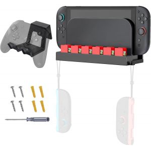 Eryi-Support Murale Pour Nintendo Switch, Support Métallique Compatible Avec Manette Joy-Con Pour Switch Oled Et 12 Emplacements De Cartes Pour Organisateur Domestique - Neuf
