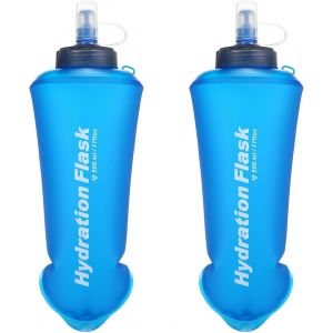 Lot De 2 Gourdes Pliables En Tpu 500 Ml,Sans Bpa,Bouteilles Souples, S,Bouteille D'eau Pliable Pour Le Sport,Le Camping Et L'escalade,La Randonnée (Bleu) - Neuf