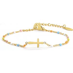Eryi-Bracelet De Croix Pour Femmes, Bracelet Religieux Réglable En Acier Inoxydable Bracelet De Communion Pour Bijoux De Couple Cadeaux De Confirmation Bracelets De Mode - Neuf