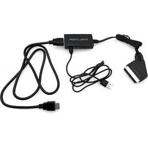 ChenQuanSarl-Convertisseur P&eacute;ritel Vers Hdmi Avec C&acirc;ble Hdmi, Convertisseur Audio Vid&eacute;o Full Hd 720P/1080P Pour Moniteur Hdtv Projecteur, Entr&eacute;e P&eacute;ritel Sortie Hdmi Adaptateur Audio Vid&eacute;o Pour Stb Vh - Neuf