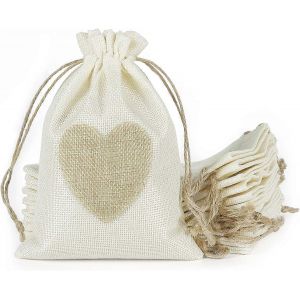 20 Pcs Sacs En Toile De Jute, Le C?Ur De La R&eacute;gion De Hesse Sacs Avec Cordon De Serrage, Jute Faveur Pochettes &Agrave; Bijoux De Sacs De Bonbons Pour No&euml;l Mariage F&ecirc;te D'anniversaire De Bricolage De L'art - Neuf