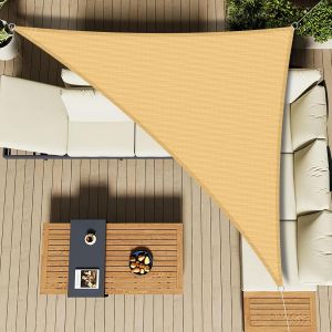Ulteronixshop-Voile D'ombrage Triangulaire 3x3x4.25m Toile Ombrage Sable Avec Quincaillerie - Store En Tissu D'ombrage Courb&eacute;,Translucide (Hdpe) Pour Terrasse, Porche,Jardin, Protection Uv &Agrave; 95% - Neuf