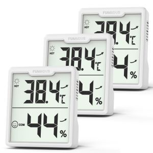 SUBZONAL-Lot de 3 thermom&egrave;tres num&eacute;riques pour l'int&eacute;rieur avec piles AAA et hygrom&egrave;tre int&eacute;rieur avec symbole de confort pour serre, cave &agrave; vin, noirs - Neuf