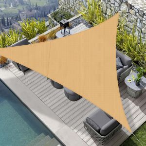 Voile D'ombrage Imperméable Triangulaire 3.6x3.6x3.6m Pes Toile Ombrage Auvent Protection Des Rayons Uv Pour Extérieur Jardin Terrass Balcon Couleur Sable - Neuf