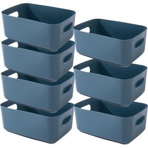 Boîte De Rangement Plastique Bleu 20x14x7cm,Panier Pour Salle De Bain,Cuisine,Coloré Épaissie Et Durable - Neuf