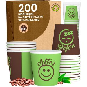 Kal-Lot De 200 Verres En Papier À Café 65 Ml Downup Green Verres Écologiques Biodégradables Jetables Pour Petites Boissons Chaudes - Neuf