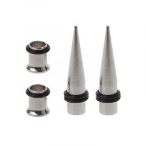 Calibre 7mm Paire De C&ocirc;nes En Acier 316l Et Tunnels Oreille &Eacute;tirement Kit Corps Bijoux 517f - Neuf