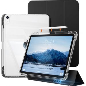 Coque pour iPad (A16) 11&egrave;me G&eacute;n&eacute;ration 11"" (2025)/iPad 10&egrave;me G&eacute;n&eacute;ration 10,9"" (2022) avec Porte-Pencil, &Eacute;tui Coulissant d&eacute;tachable 2 en 1 &agrave; Trois Volets avec Coque arri&egrave;re Transparente(Noir) - Neuf