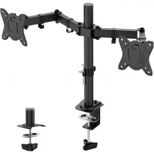 Ulteronixshop-Support Double Ecran PC pour Moniteurs de 13 &agrave; 27 Pouces, Bras Ecran PC, R&eacute;glable en Hauteur, Inclinaison de &plusmn; 90&deg;, Rotation de 360&deg;, Poids Max 10KG, VESA 75/100 MM, GB2001A-2, Noir - Neuf