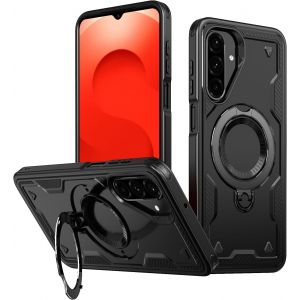 Kal-360°Rolatif Support Magnétique Coque Pour Samsung Galaxy A26 5g [Cd Anneau Support Stable Pour Mag-Safe] [N°1 Puissance Magnétique & Antichoc Protection Militaire] Coque Fine Durable, Noir - Neuf