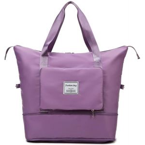 KALANKA-Pliable Sac de Voyage Sac à bandoulière Sac de Sport avec Compartiment à Chaussures Bagage Portable Valise Cabine Grande Taille Sac pour Week-End Sac de Plage Léger Imperméable (Violet) - Neuf