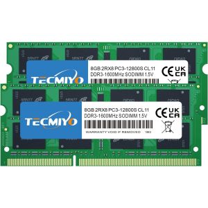 16Go DDR3 1600MHz PC3-12800s Mémoire RAM Kit (2x8Go) Non-ECC Unbuffered SODIMM CL11 1.5V pour Ordinateur Portable - Neuf