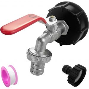 IBC Robinet Cuve,Vanne Cuve avec Adaptateur en Plastique 3/4"",Adaptateur Robinet Tuyau Arrosage pour Robinets de jardin,Récupérateur eau de pluie,pour Jardin,Baril de Pluie - Neuf