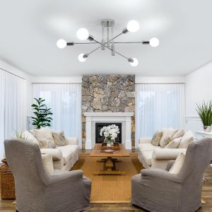 Lustre Plafonnier Industriel,6 Lumières Lampe De Plafond En Metal E27,Forme Diy Lampe Suspension Vintage Pour Salon Chambre Cuisine Salle À Manger Bar Café - Neuf