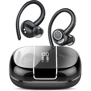 KALANKA-Ecouteurs Bluetooth sans Fil Sport, 48H &Eacute;couteurs Bluetooth 5.3 avec ENC Antibruit, IP7 &Eacute;tanche Oreillette Bluetooth Contr&ocirc;le Tactile, &Eacute;cran LED Casque Bluetooth pour Running/Gym Noir(2025) - Neuf