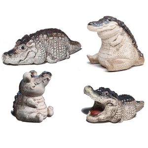 4 pi&egrave;ces de figurines crocodile th&eacute; pour animaux de compagnie,pour la d&eacute;coration de bureau de salon - Neuf