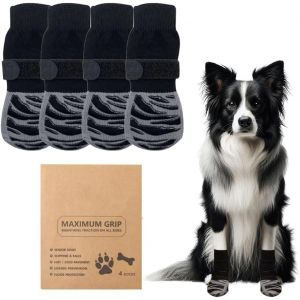 Jgd-2 Paires De Chaussette Chien Pour D'int&eacute;rieur, Chausson Chien Douces Poursangles De Fixation R&eacute;glables, Chaussettes Antid&eacute;rapantes Pour Chiens De Grands Chiens (L). - Neuf