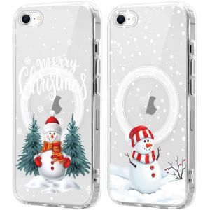 SJZG-2 Pi&egrave;ces No&euml;l Coque Magn&eacute;tique Pour Iphone 8/7/Se 2022/Se 2020 4.7'', Etui En Motif Dessin Cadeau De No&euml;l Compatible Avec Magsafe,Antichoc Housse Christmas Silicone Bumper Cover, Sapin De No&euml;l - Neuf