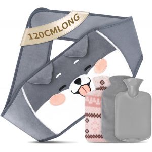 Jgd-3 En 1 Bouillotte Ceinture, Bouillotte Regles Douloureuses, 1l Bouillotte Avec Housse En Peluche Et Ceinture, Pour Soulager La Douleur Au Cou, Aux &Eacute;paules, Au Dos, &Agrave; La Taille(Gris) - Neuf