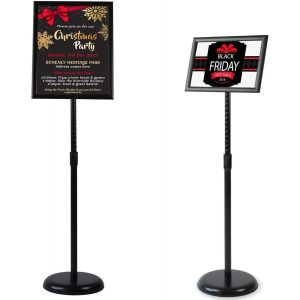 SUBZONAL-Porte Affiche A4 sur Pied &iquest; Pr&eacute;sentoir R&eacute;glable en Alliage d'Aluminium, Support Publicitaire &agrave; Cadre Pression, Affichage Horizontal/Vertical &iquest; Pour Vitrine, Bureau, &Eacute;v&eacute;nement&iquest;Noir,1 Pi&egrave;ce&iquest; - Neuf