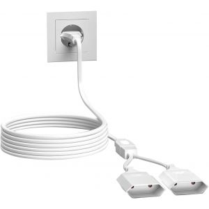 Rallonge de câble d'alimentation,câble d'extension 2 en 1 2M,fiche Type-C Euro vers Double Prise Type-C Euro,rallonge de fiche Plate 2,5 A/250 V pour téléviseur,Moniteur,Lampes-Blanc - Neuf