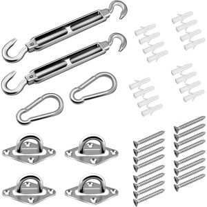 Checarzhn--No1-Kit De Fixation Pour Voile D'ombrage, Kit Accessoires De Fixation De Matériel Pour Voile D'ombrage En Acier Inoxydable Pour Auvents Carrés Rectangle Et Triangulaires (40 Pcs) - Neuf