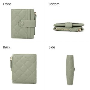 CAUC-Portefeuille pour Femme, Cuir Porte Carte Femme, Bifold Porte Slim Court Porte Monnaie Femme, Eclaire Porte Monnaie et Multiple Emplacements Cartes,Rouge - Neuf