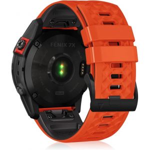 26Mm Quickfit Silicone Bracelet Pour Garmin Tactix 8 51Mm/Enduro 3/2/1/Descent Mk3I/Mk2I/Mk2/Mk1, Sport Bracelets Pour Garmin Fenix 8 51Mm/7X Pro Solar/7X/6X/6X Pro/5X/5X Puls - Orange/Noir - Neuf