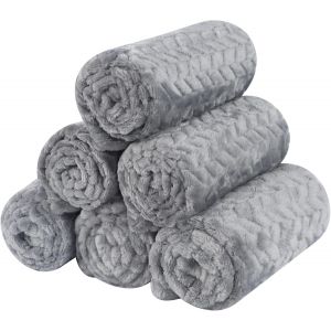 Couverture Pour Chien Chaton, 6 Pi&egrave;ces Moelleux &Eacute;pais En Flanelle Lavable Animaux Coussin Pour Petits Et Moyens Chiots Et Chatons Xh075 (76 X 52 Cm, Grey Wheat Ears) - Neuf