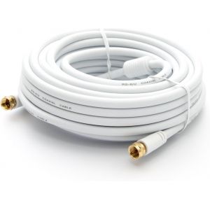 25m C&acirc;ble d'antenne TV BASIC-LINE SAT TV C&acirc;ble de connexion F C&acirc;ble coaxial avec filtre de courant gain&eacute; HDTV 4K - blanc - Neuf