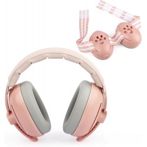 KALANKA-Cache-oreilles 2 en 1 pour B&eacute;b&eacute;, Casque Antibruit B&eacute;b&eacute;,Casque Anti Bruit Bebe pour Protection Contre le Bruit (0-4 ans), R&eacute;duction de Bruit de 25dB, Bandeau R&eacute;glable et Coque ABS L&eacute;g&egrave;re - Neuf