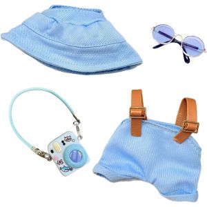 V&ecirc;tements pour poup&eacute;es de 17 cmcombinaison avec bretelles r&eacute;glablesbonnetlunettespendentif appareil photo pour la mini poup&eacute;e en peluche de 17 cmnon incluse dans la livraisonbleu - Neuf