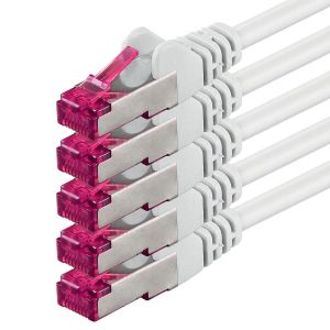 TIANYI-0,5 m - blanc - 5 pi&egrave;ces - c&acirc;ble r&eacute;seau CAT6a (10Gb/s) S-FTP CAT 6a Lankacable - certifi&eacute; GHMT PIMF 500 MHz Cat5 Cat5e Cat6 Cat6a Cat7 pour switch, routeur, modem, Internet - Neuf