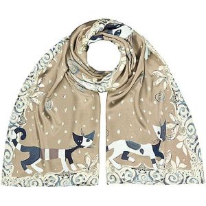 Foulard Soie Rosina Wachtmeister : Brunello Femme Écharpe Art Chat Cache-Nez.[G1075] - Neuf