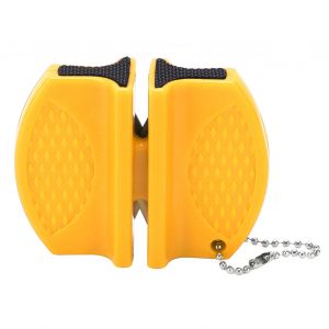Mini-affûteur de couteaux Portable, multifonctionnel, Double face, aiguisoir de couteaux de poche pour usage extérieur, jaune - Neuf