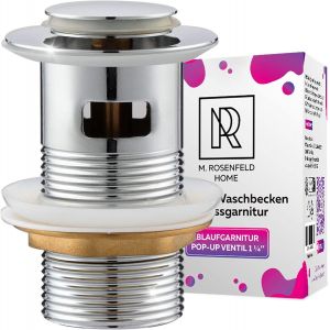 SJZG-Bonde Lavabo Avec Trop-Plein Avec Bouton - Bonde Chrom&eacute;e 1&iquest;'' En Acier Inoxydable Et Laiton Pour Lavabo, Bonde Bonde Pour Lavabo, Installation Facile - Neuf