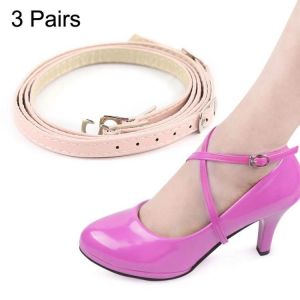 Talons Hauts-3 Paires De Chaussures En Cuir À Section Transversale Avec Lacets Anti-Talon-Rose Rose - Neuf